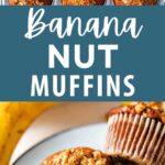 Banana Nut Muffins on a plate.