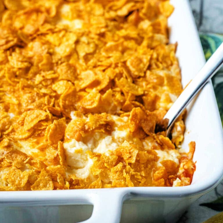hash Brown Casserole in a baking dish.