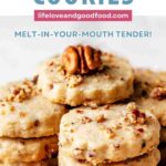 Pecan Shortbread cookies on a plate.