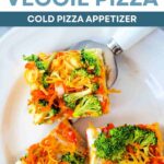 Slices of Cold Veggie Pizza Appetizer on a plate.