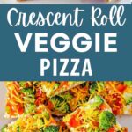 Slices of Cold Veggie Pizza Appetizer on a plate.