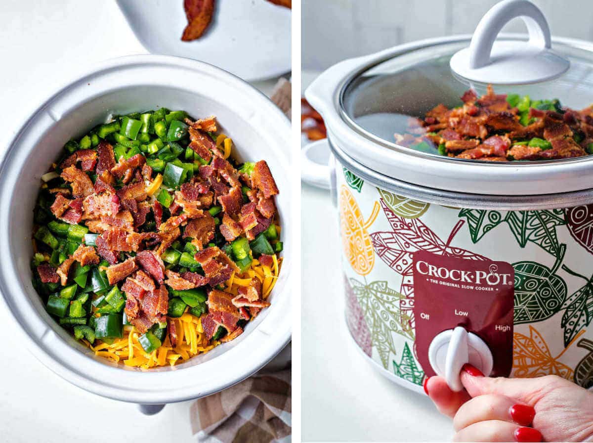 Slow Cooker Jalapeño Popper Dip with Bacon and Three Cheeses - Life ...