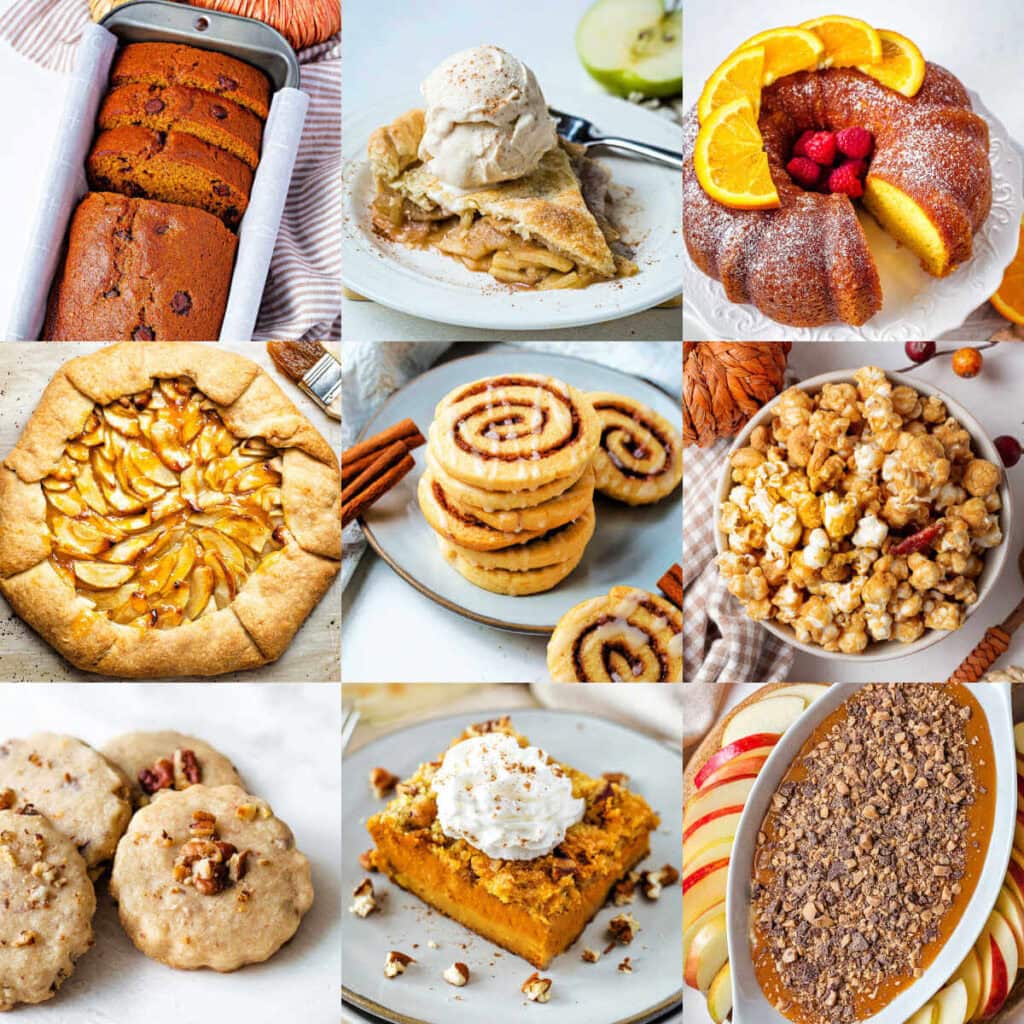 Collage of desserts for the Fall season.