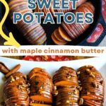 Hasselback Sweet Potatoes on a serving plate.