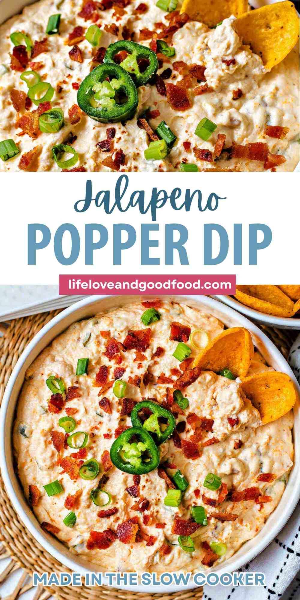 Slow Cooker Jalapeño Popper Dip with Bacon and Three Cheeses - Life ...