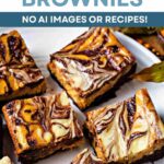 Pumpkin Cheesecake Brownies on a platter.