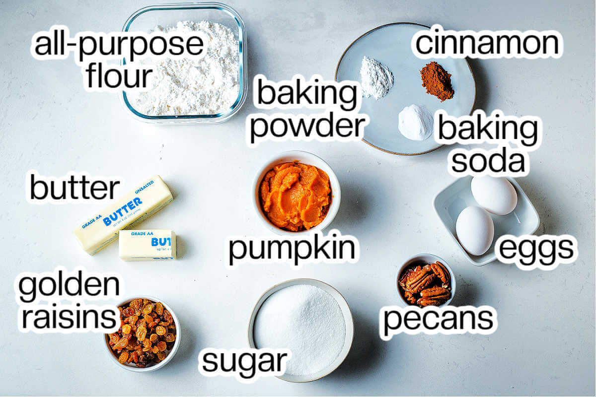 Ingredients for pumpkin muffins on a table.