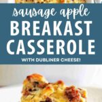 Sausage Apple Breakfast Casserole in a baking dish.