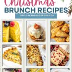 A collage of breakfast foods.