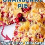 A baked cranberry pie in a white pie dish.