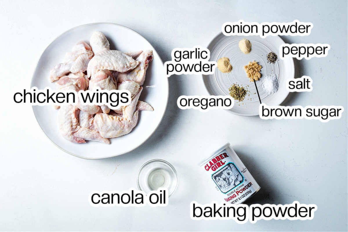 Ingredients needed to make air fryer chicken wings.