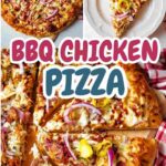 A collage of BBQ Chicken Pizza photos.