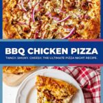 A collage of BBQ Chicken Pizza photos.
