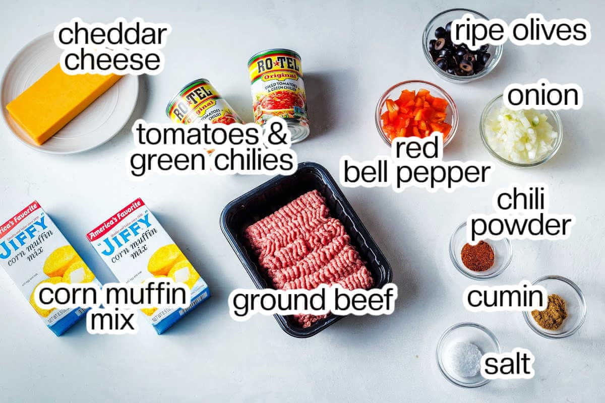 Ingredients needed to homemade tamale pie.