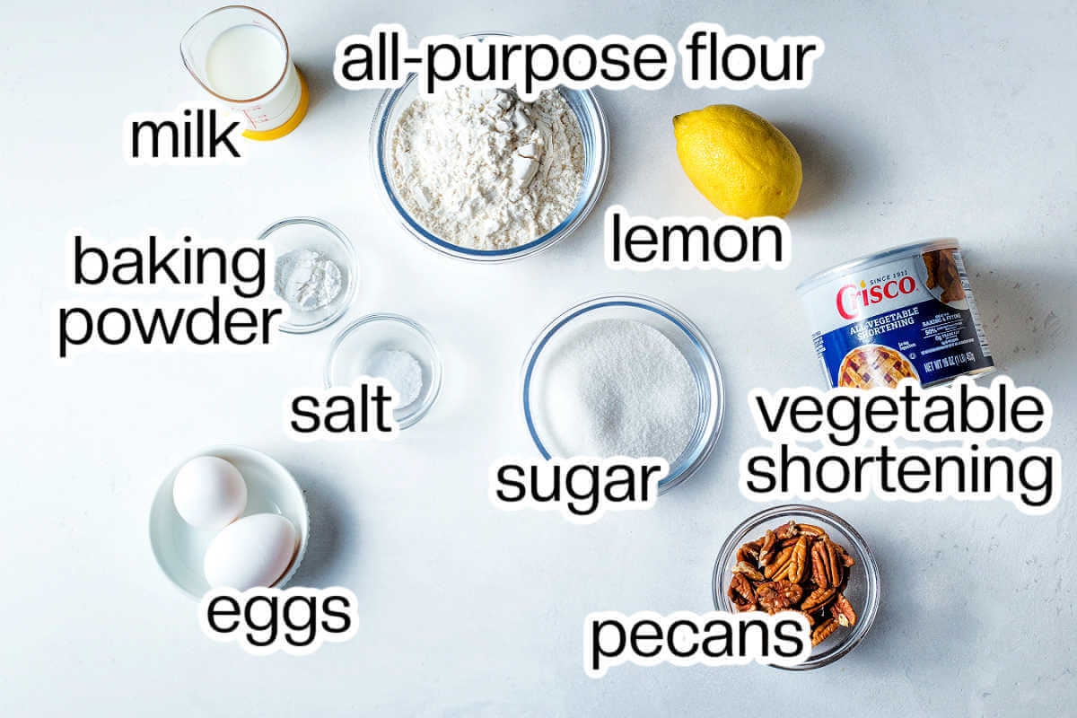 Ingredients for lemon bread.