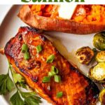 Grilled Salmon on a plate with text overlay.