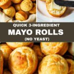 A collage of images of mayonnaise rolls with a text overlay.