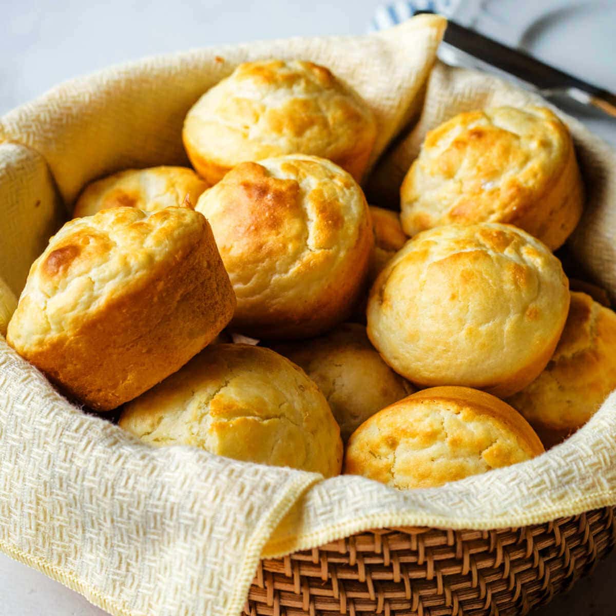 A basket of 3-ingredient mayo rolls.