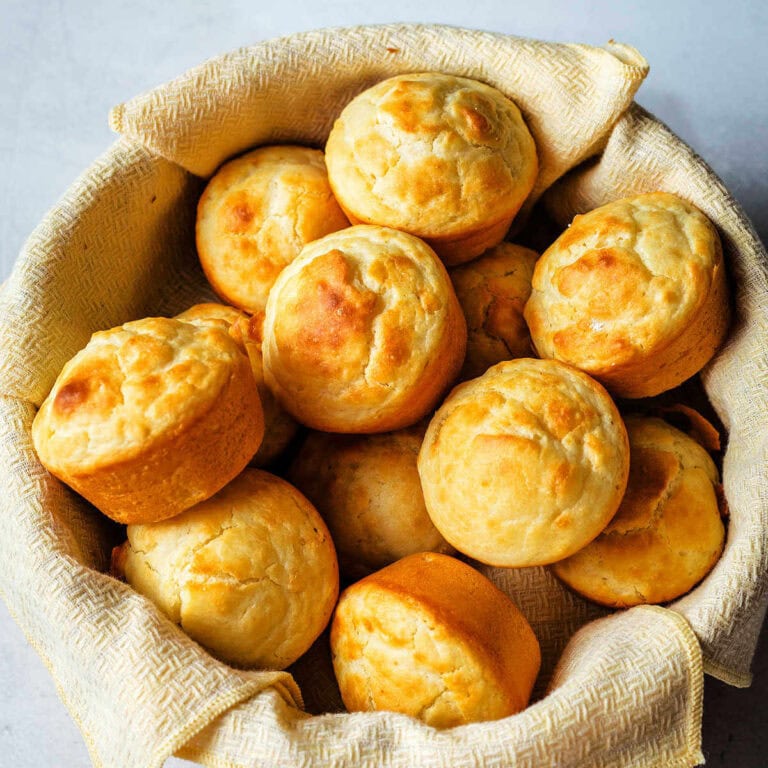 A basket of 3-ingredient mayo rolls.