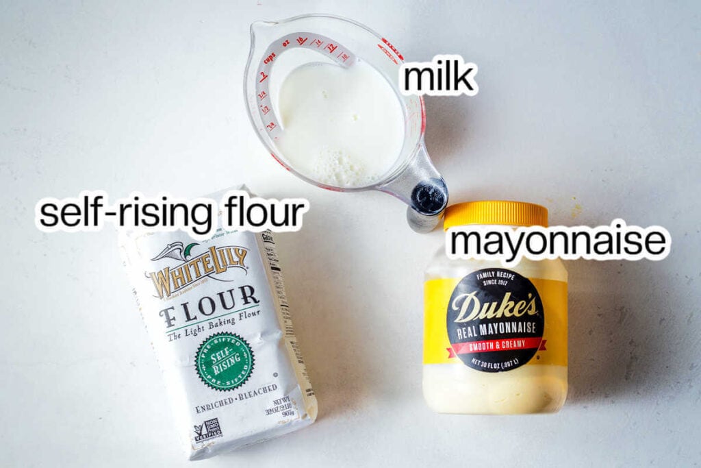 Ingredients for mayonnaise rolls on a table.
