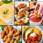 Collage of football snacks with text overlay.