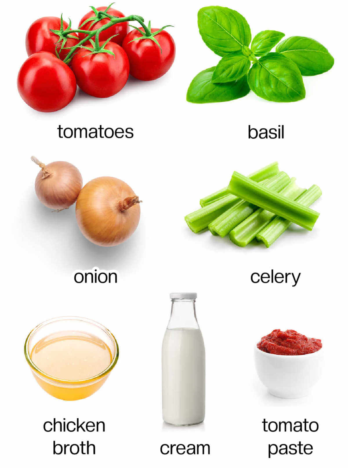 ingredients for creamy tomato soup